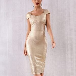 Bebe 2B Golden Party Dress Size Small